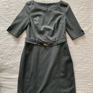 Banana Republic Stretch Ponte Knit Dark GRAY Dress with Buckle Belt | Size 6